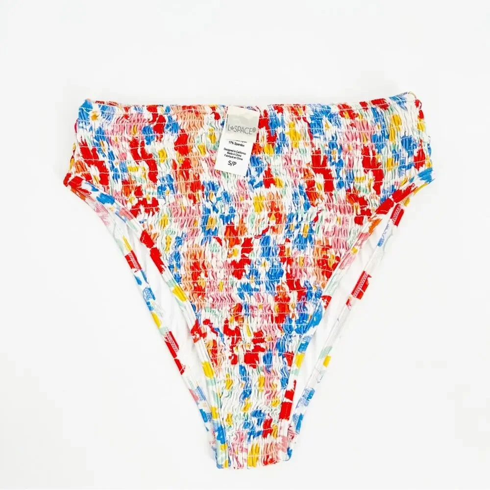 NEW L*SPACE Bikini Bottoms Small Barlette Bitsy Forever Floral High Waist NWOT